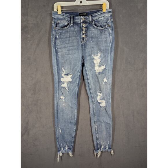 Judy Blue Jeans Womens 9/29 Blue Skinny Fit Stretch Distressed Denim - Picture 1 of 13